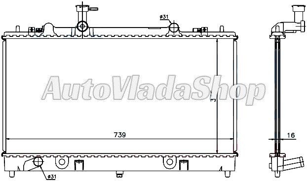 HLADNJAK MOTORA 2.3 BENZIN (-05) / 2.0 DI DIZEL (MAN) (375x740x16)