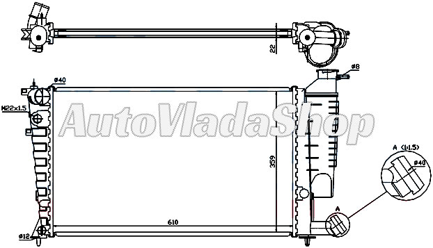 HLADNJAK MOTORA 1.1/1.4cc (+AC) (61x38)