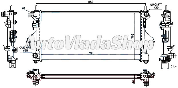 HLADNJAK MOTORA 2.2/2.3/3.0 JTD DIZEL (MAN) (+/-AC) (780x380x26) (LEMLJEN SPOJ)