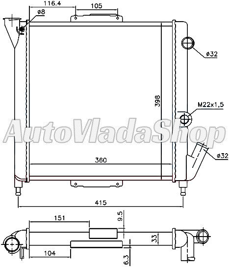 HLADNJAK MOTORA BENZIN (-AC) (36x39.3x2.2)