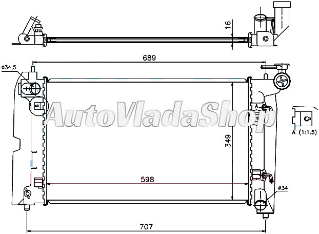 HLADNJAK MOTORA 1.4/1.6 i-VVTi BENZIN (MAN) (600x350) (JAPAN) (BRZA SPOJNICA ZA 