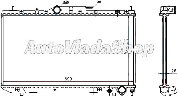 HLADNJAK MOTORA 2.0 D4D (+/-AC) (37.5x70) 00-