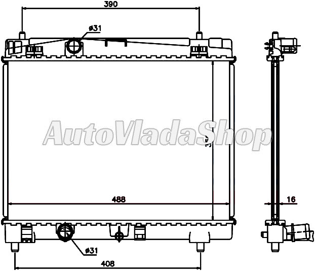 HLADNJAK MOTORA 1.0VVT-I (51KW) BENZIN (05/11) / 1.3VVT-I (64KW) (05-09) (350x48