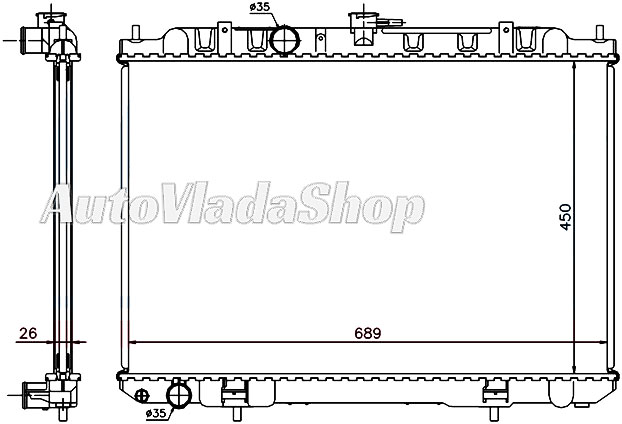 HLADNJAK MOTORA 2.0/2.5c.c (+/-AC) (45x69) -07