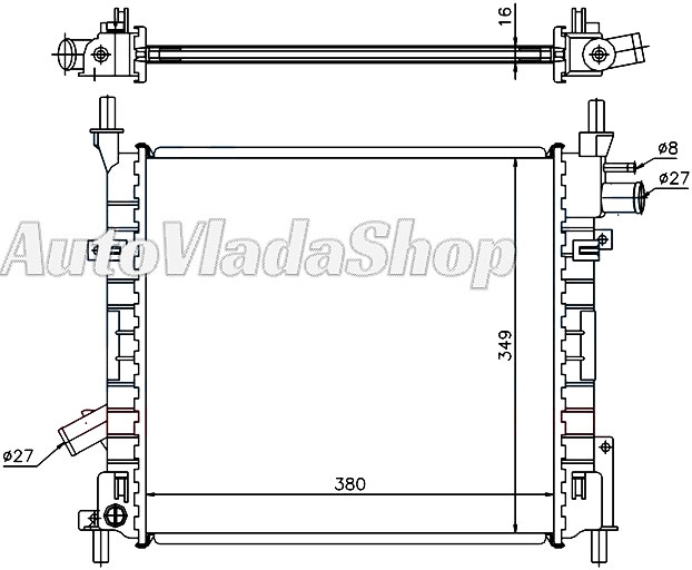 HLADNJAK MOTORA BENZIN (+/-AC) (380x349x16)