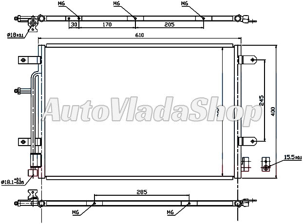 HLADNJAK KLIME BENZIN/DIZEL (570x380x16) 00-03