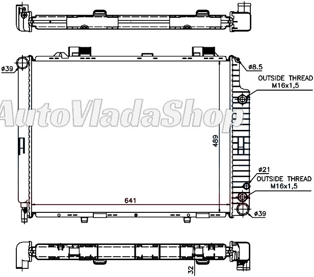 HLADNJAK MOTORA 2.4/3.2 BENZIN / 2.0/2.5 DIZEL (+/-AC) (64x49)