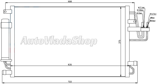 HLADNJAK KLIME BENZIN/DIZEL (580x370x16)