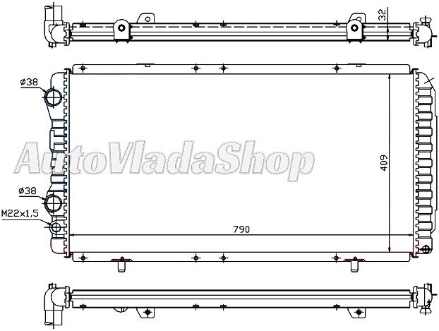 HLADNJAK MOTORA BENZIN-DIZEL (790x410x34) (MEHANICKI SPOJ)