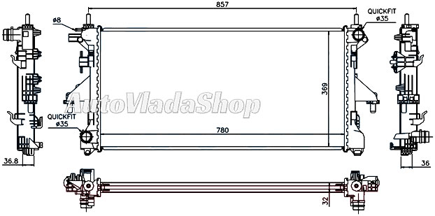 HLADNJAK MOTORA 2.3 JTD (-AC) DIZEL (MAN) (780x380x34) (MEHANICKI SPOJ)